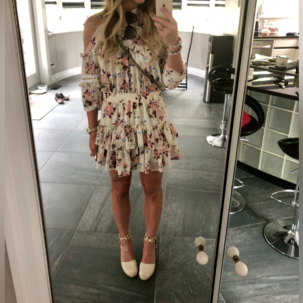 Misa open shoulder mini dress